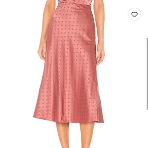 Lovers + Friends Pink Polka Dot Midi Skirt